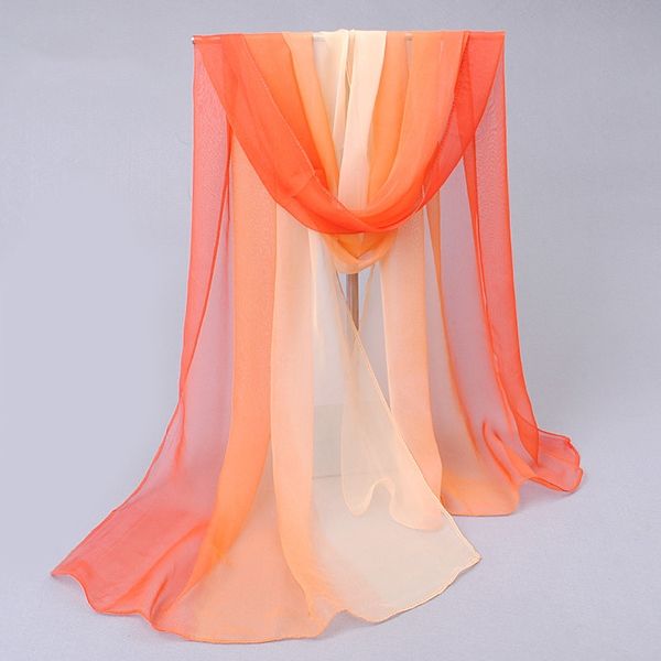 Écharpe Pour Femme En Mousseline De Soie À Dégradé De Couleur