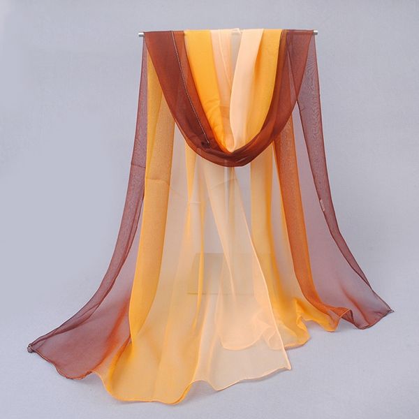 Écharpe Pour Femme En Mousseline De Soie À Dégradé De Couleur