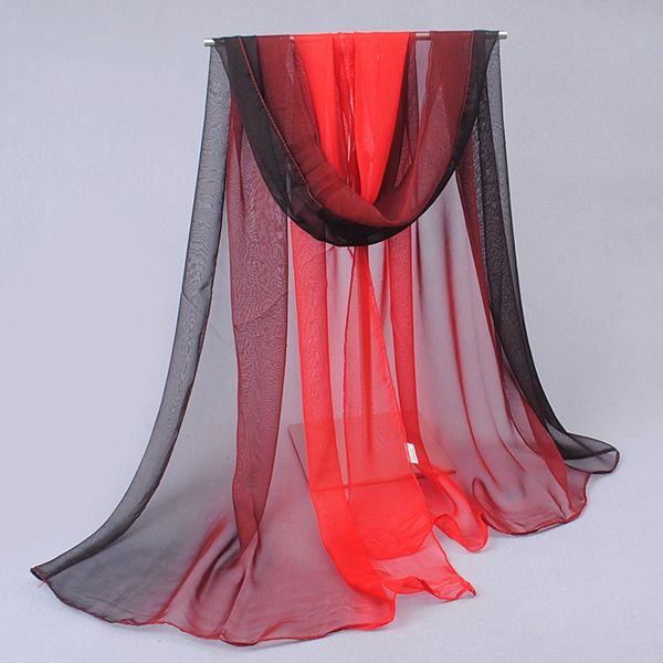 Écharpe Pour Femme En Mousseline De Soie À Dégradé De Couleur