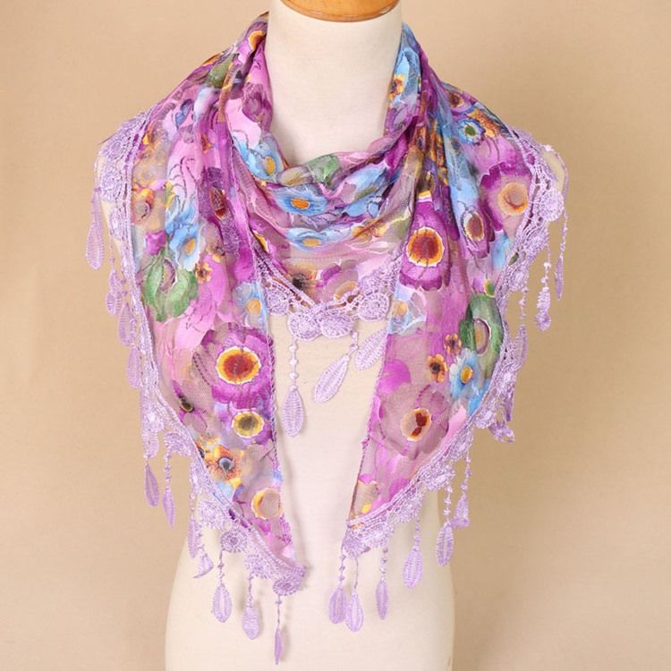 Foulards Floraux En Dentelle Creuse Pour Femmes