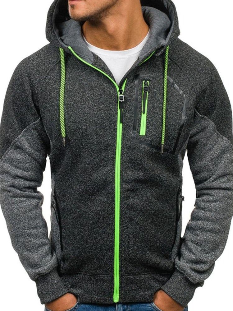 Cardigan À Blocs De Couleur En Molleton Artificiel Loose Hoodies Décontractés Pour Hommes
