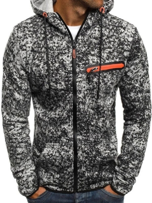 Cardigan À Blocs De Couleurs En Molleton Artificiel Sweats À Capuche D'hiver Pour Hommes