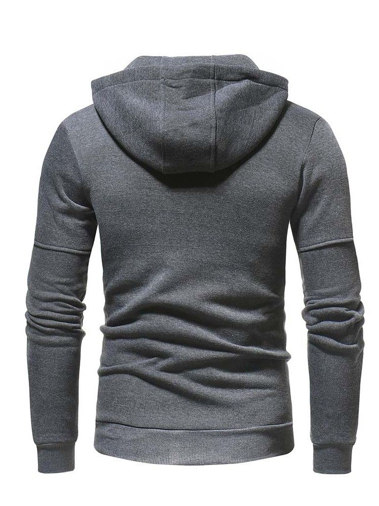 Cardigan Uni Patchwork Zipper Sweats À Capuche Décontractés Pour Hommes