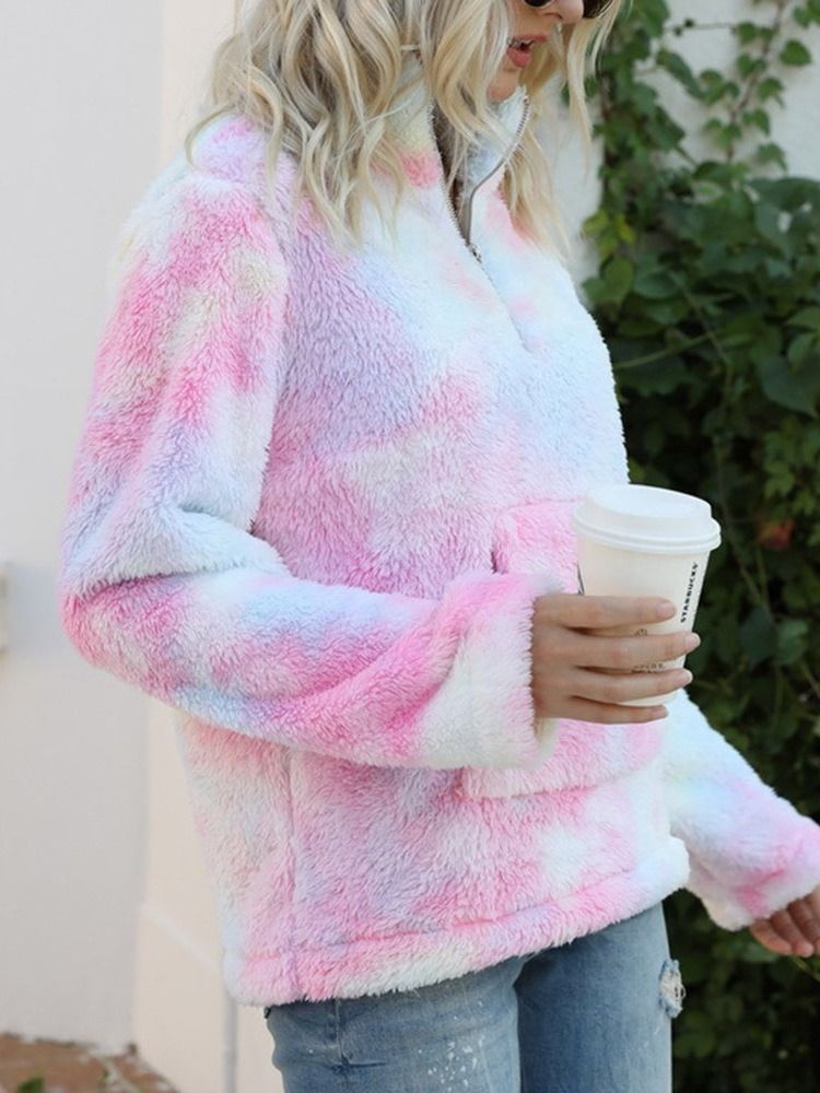 Sweat À Capuche D'hiver À Manches Longues Et Imprimé Color Block Pour Femmes