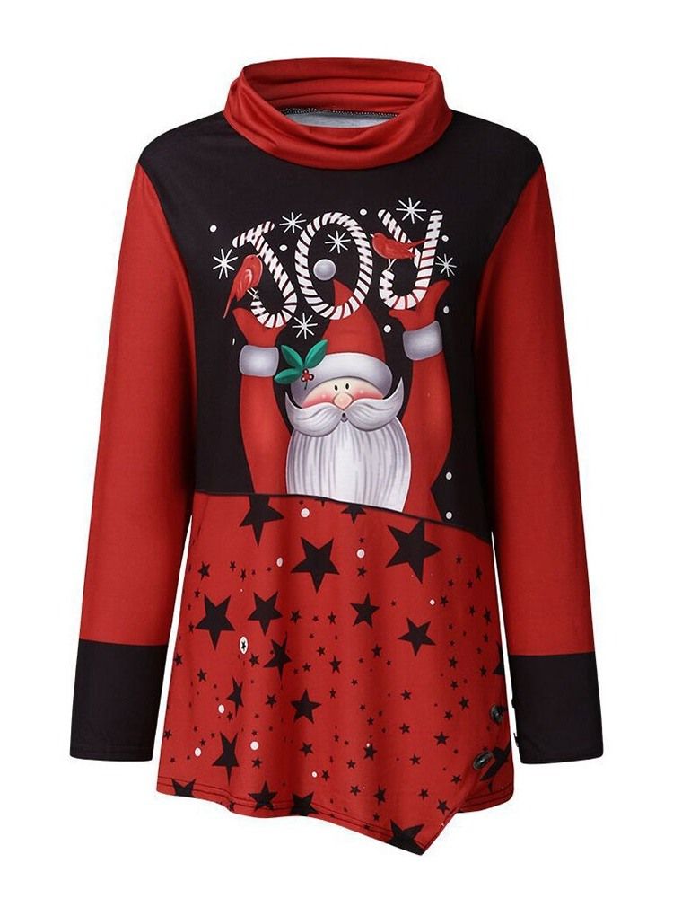 Sweat À Capuche Pour Femme De Noël À Manches Longues Et Imprimé Color Block Régulier
