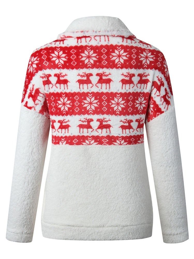 Sweat À Capuche Pour Femme De Noël À Manches Longues Et À Revers Imprimé Régulier