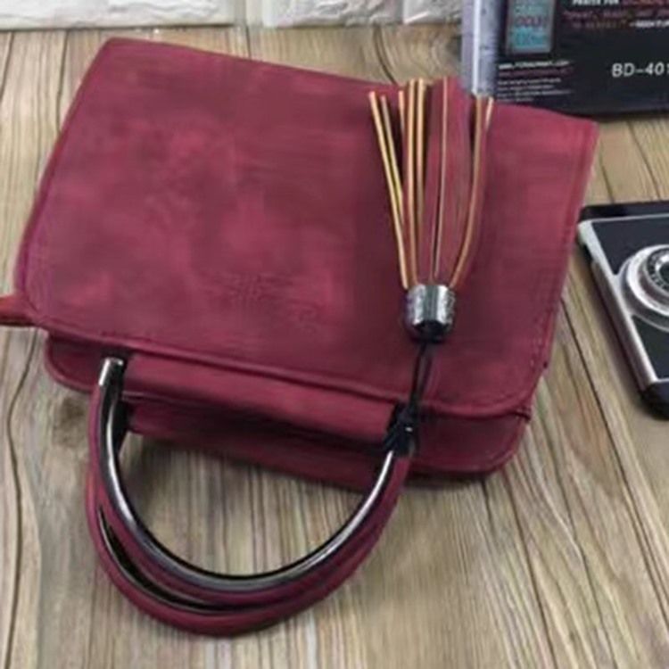 Sac À Main Décontracté À Pompons De Couleur Unie