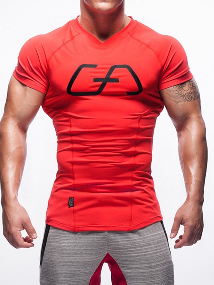 T-shirt De Sport À Manches Courtes Et Imprimé À Séchage Rapide Pour Hommes