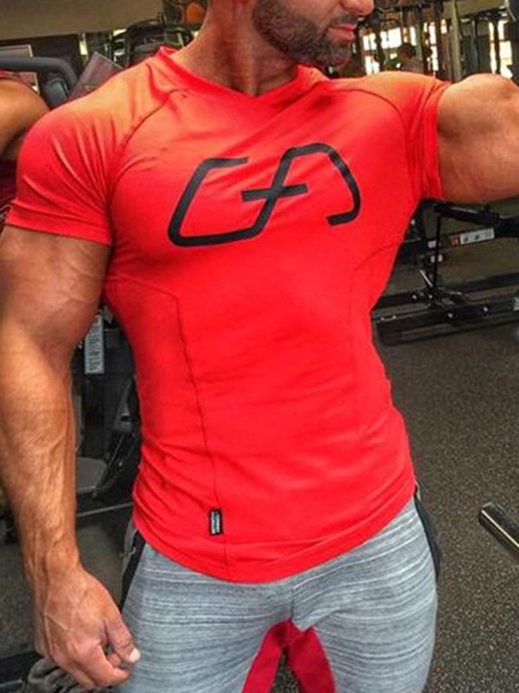 T-shirt De Sport À Manches Courtes Et Imprimé À Séchage Rapide Pour Hommes