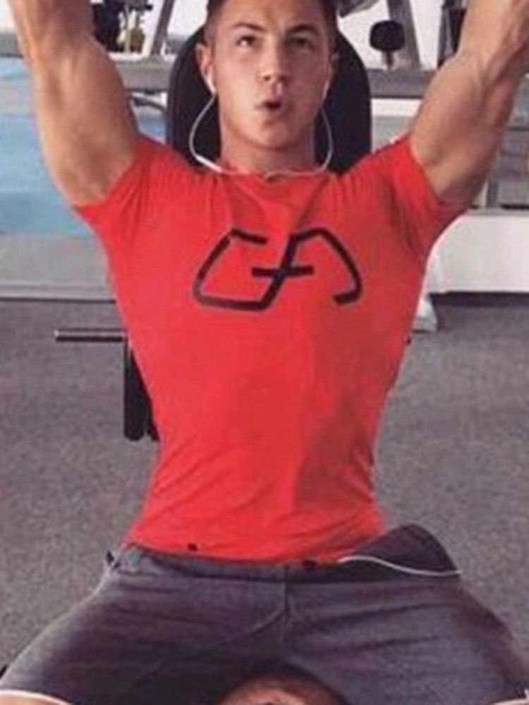 T-shirt De Sport À Manches Courtes Et Imprimé À Séchage Rapide Pour Hommes