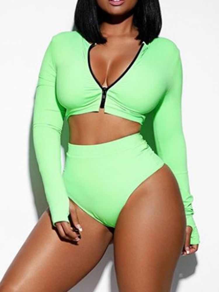 Maillot De Bain Extensible Uni À Fermeture Éclair Pour Femmes