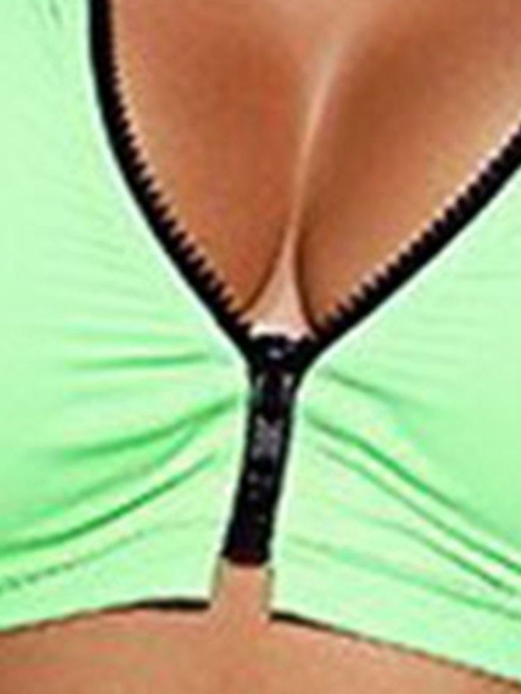 Maillot De Bain Extensible Uni À Fermeture Éclair Pour Femmes