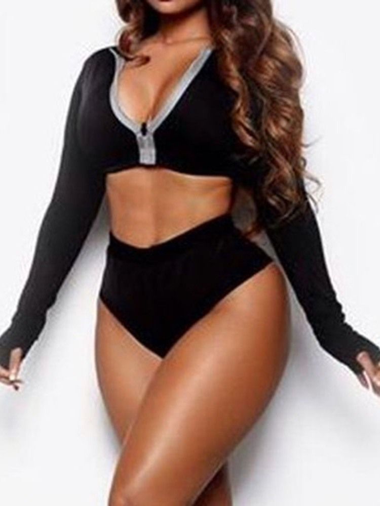 Maillot De Bain Extensible Uni À Fermeture Éclair Pour Femmes