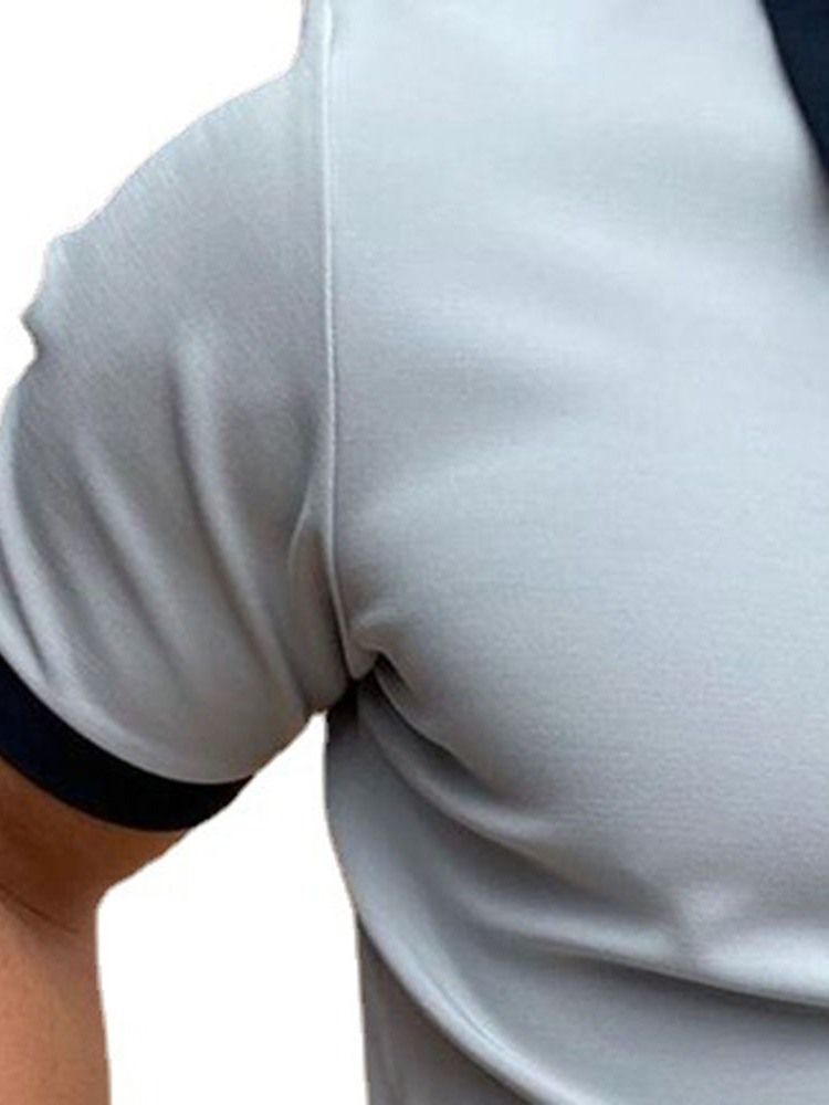 Polo Pour Hommes Avec Fermeture Éclair À Col Polo Et Color Block