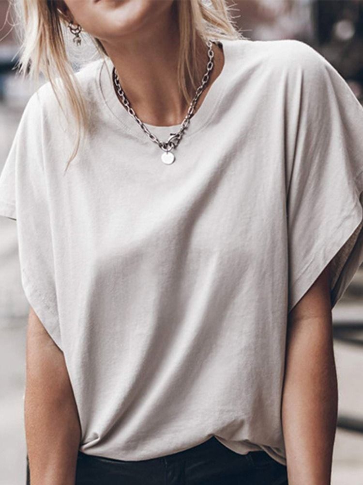 T-shirt D'été Uni À Manches Courtes Pour Femmes