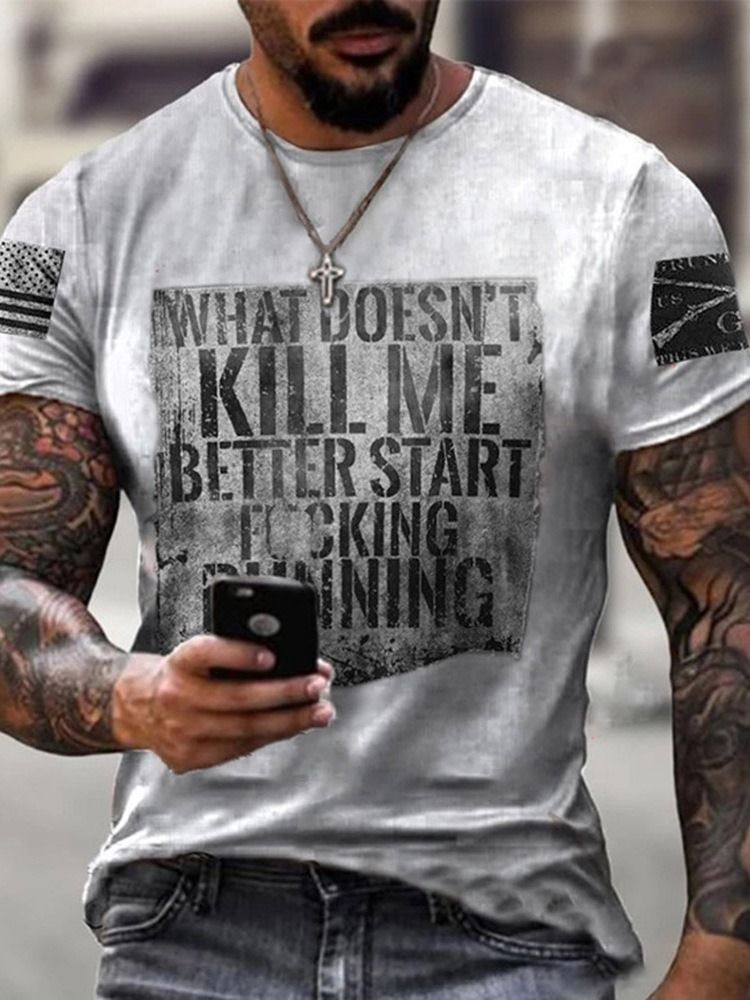 T-shirt Pour Hommes À Manches Courtes Et À Col Rond Et Imprimé De Lettres