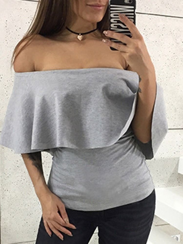 T-shirt À La Mode Standard Uni À Demi-manches Pour Femmes