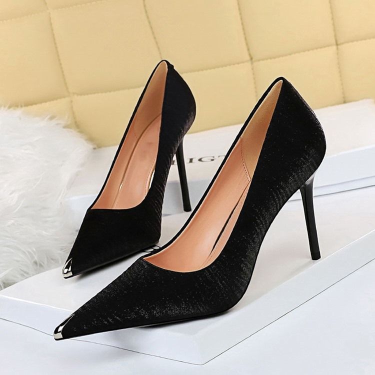 Chaussures Fines Patchwork À Talons Aiguilles Et À Paillettes Pour Femmes