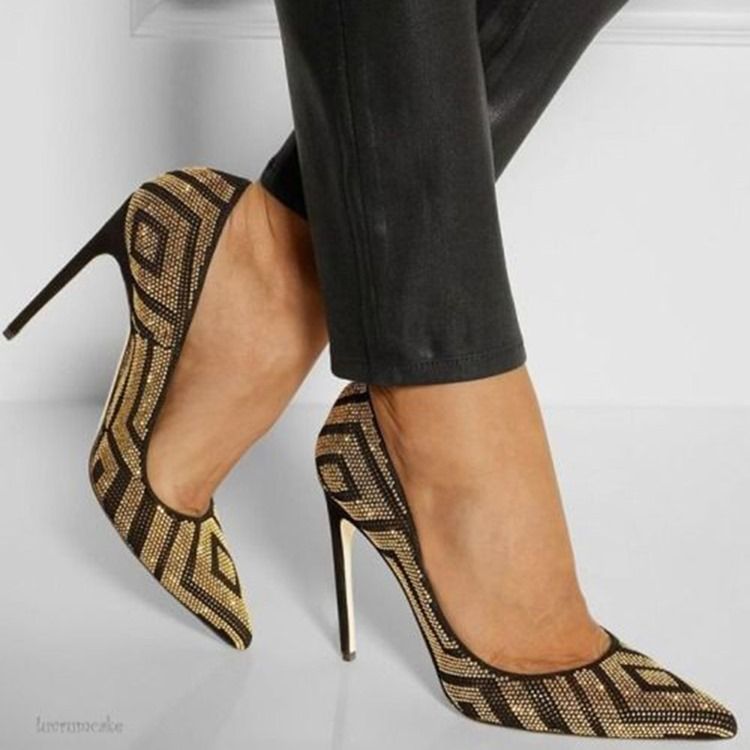 Escarpins À Talons Aiguilles Et À Enfiler En Strass Pour Femmes