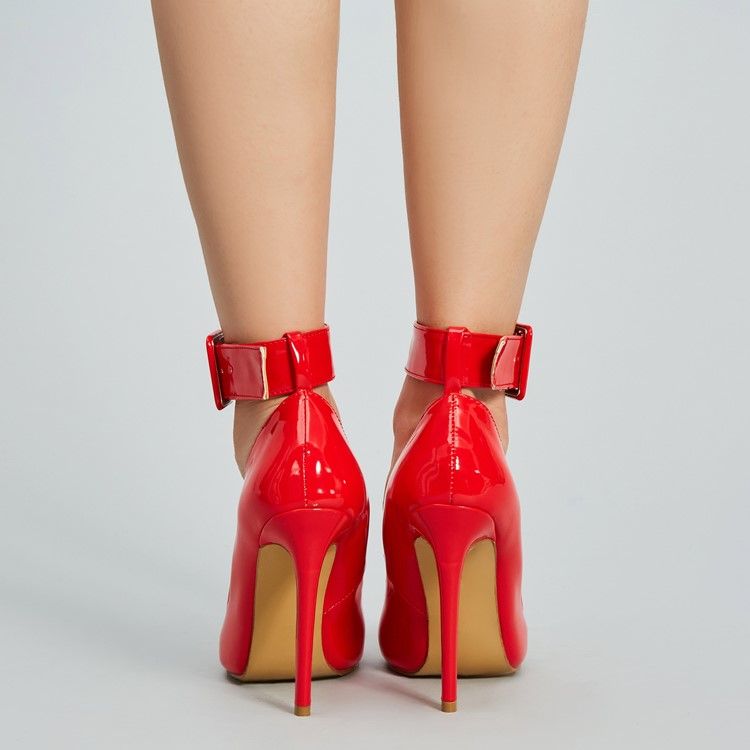 Escarpins À Talons Aiguilles Unis À Boucle Rouge Pour Femmes