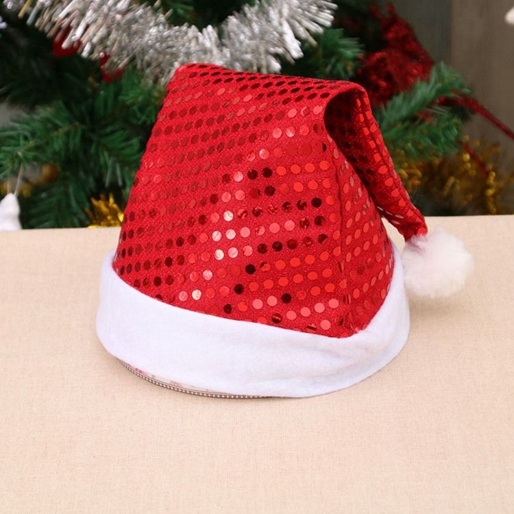 Chapeau De Noël À Paillettes De Décoration En Tissu Pour Femmes