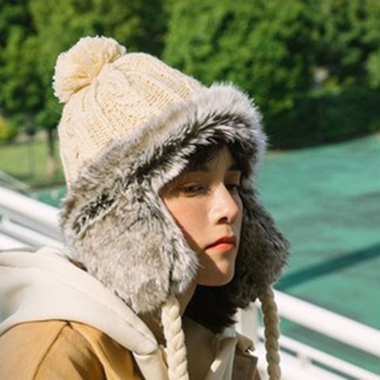Chapeaux Pompon Color Block Pour Femmes