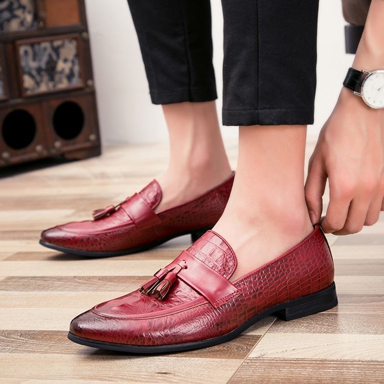 Mocassins À Enfiler Pour Hommes Avec Motif Alligator En Pu
