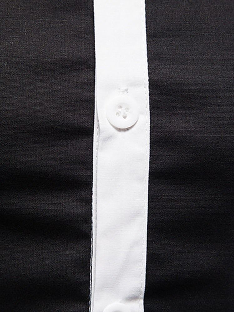 Chemise À Boutonnage Simple Pour Hommes À Blocs De Couleurs Et Imprimé Décontracté