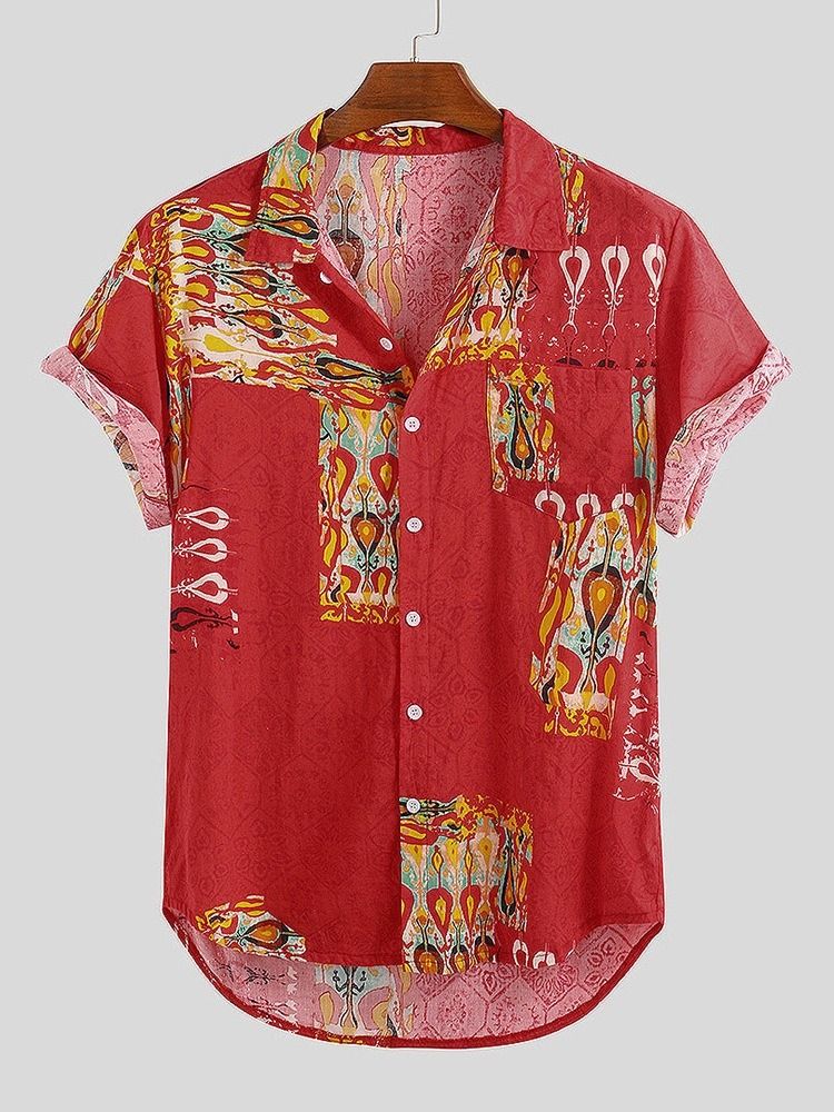 Chemise D'été Européenne Ample À Col Montant Pour Hommes