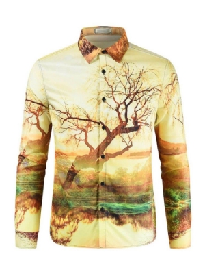 Chemise De Printemps Pour Hommes À Imprimé Décontracté Et À Revers