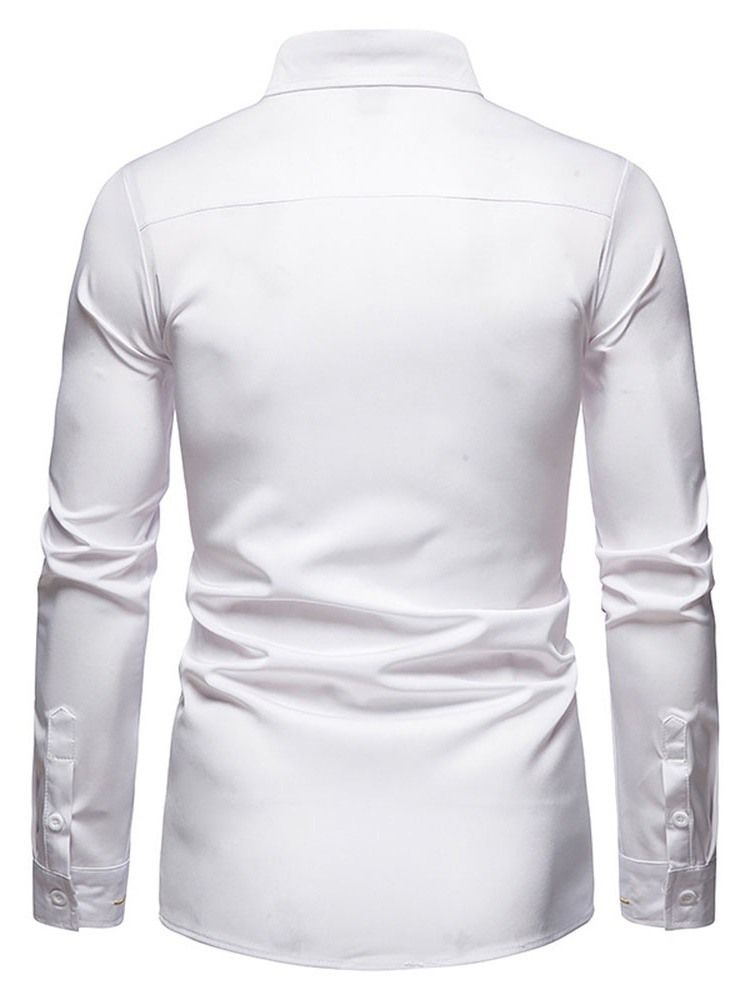 Chemise Slim Décontractée Pour Hommes Avec Broderie À Revers