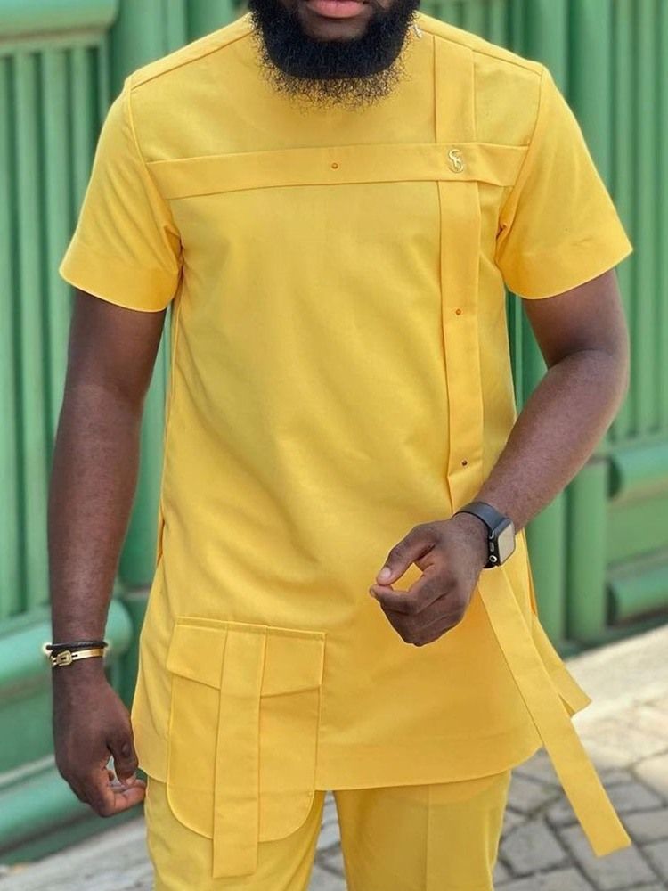 Chemise Slim Décontractée À Poche Unie Pour Hommes