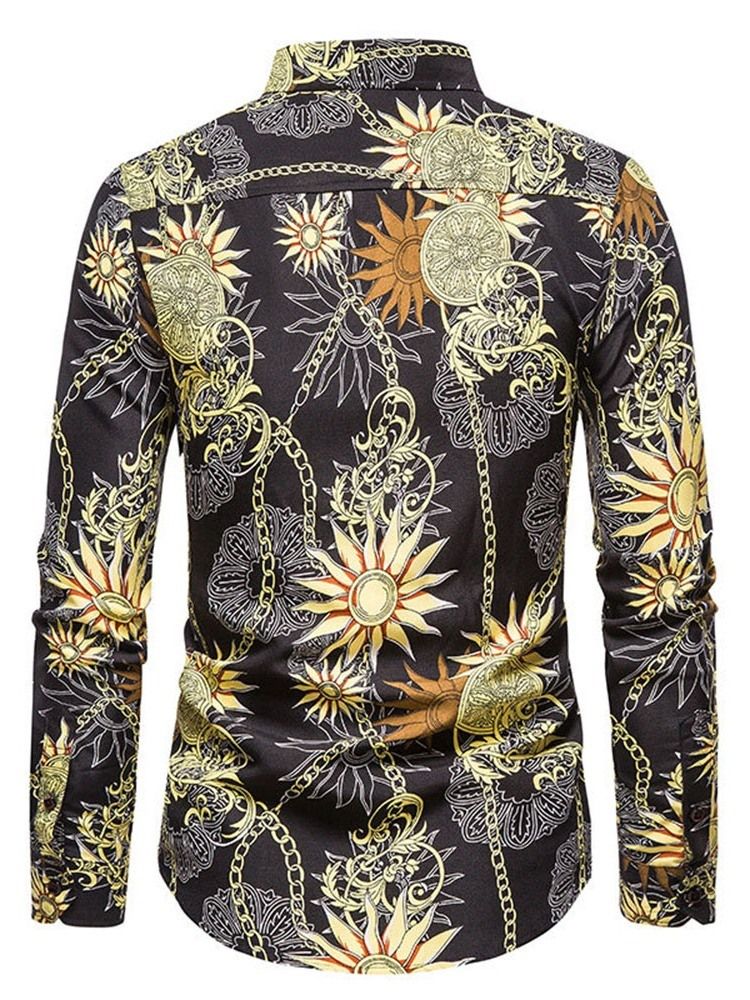 Chemise Slim Pour Hommes Décontractée À Revers Imprimé