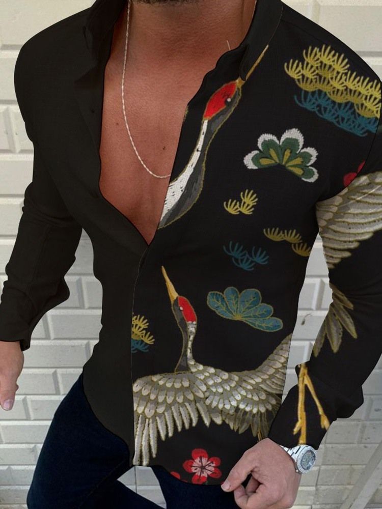 Chemise Slim Pour Hommes À Revers Imprimé Animal