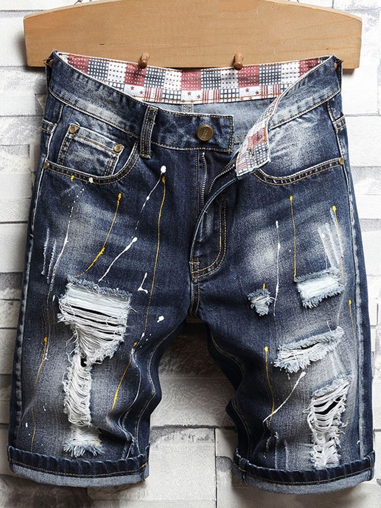 Jeans Pour Hommes À Fermeture Éclair Coréen À Gradient De Trou