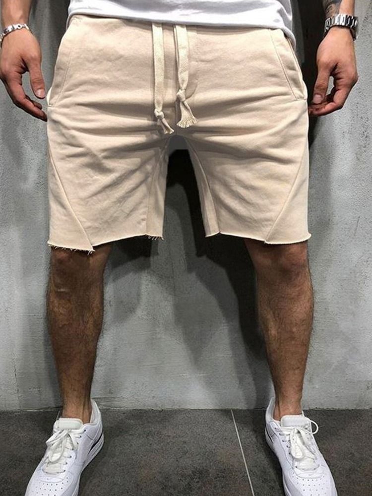 Short Décontracté Uni À Lacets Pour Hommes