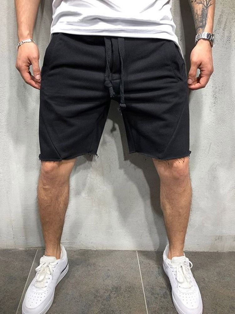 Short Décontracté Uni À Lacets Pour Hommes