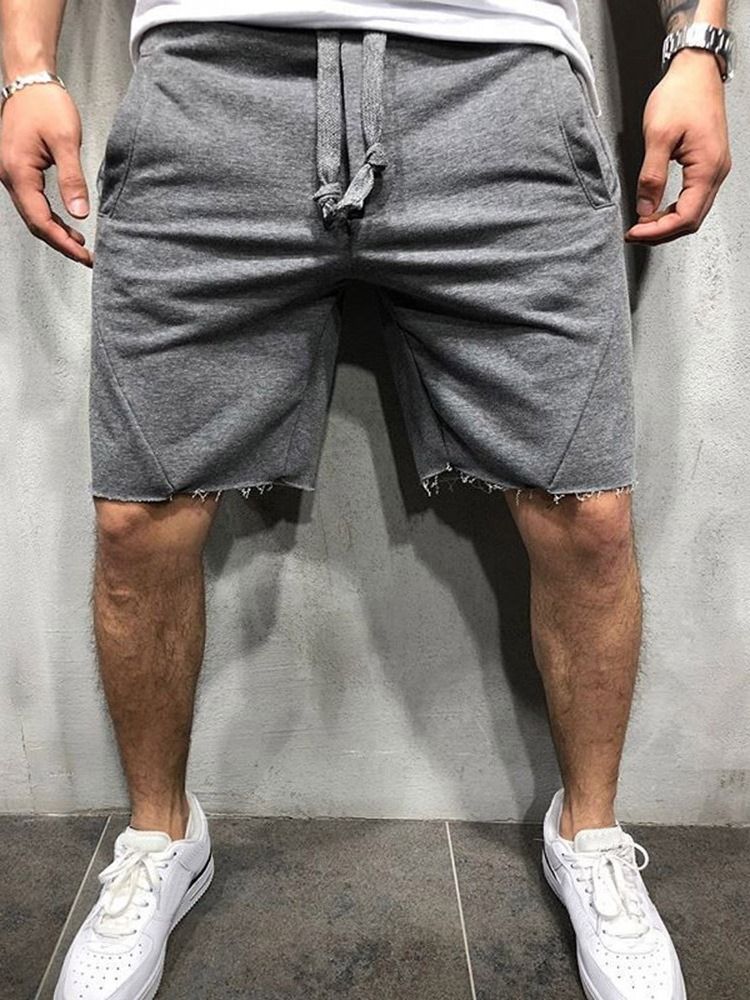 Short Décontracté Uni À Lacets Pour Hommes