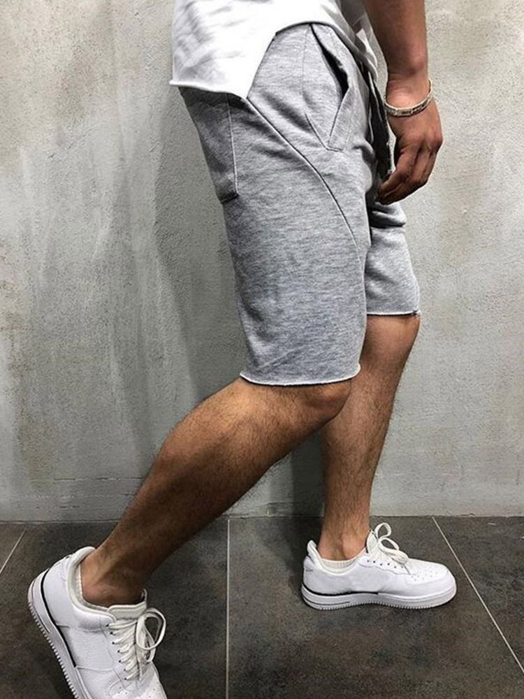 Short Décontracté Uni À Lacets Pour Hommes