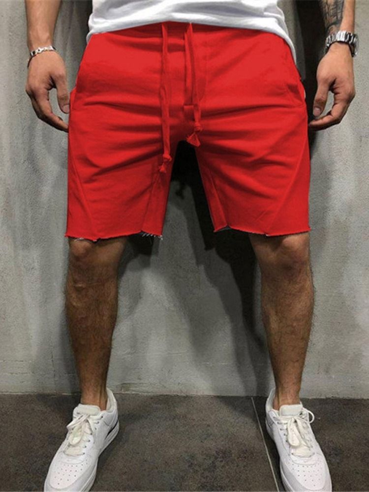 Short Décontracté Uni À Lacets Pour Hommes