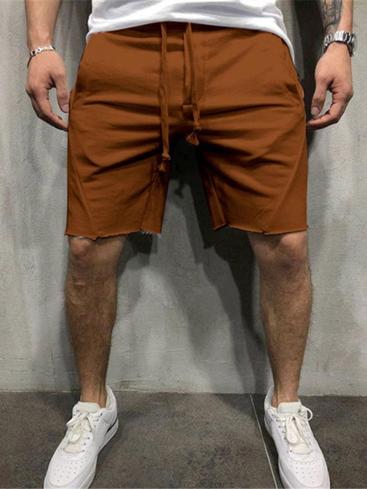 Short Décontracté Uni À Lacets Pour Hommes
