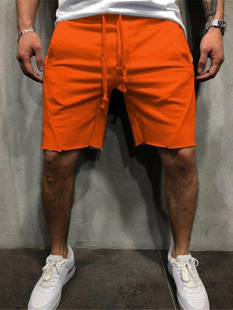 Short Décontracté Uni À Lacets Pour Hommes