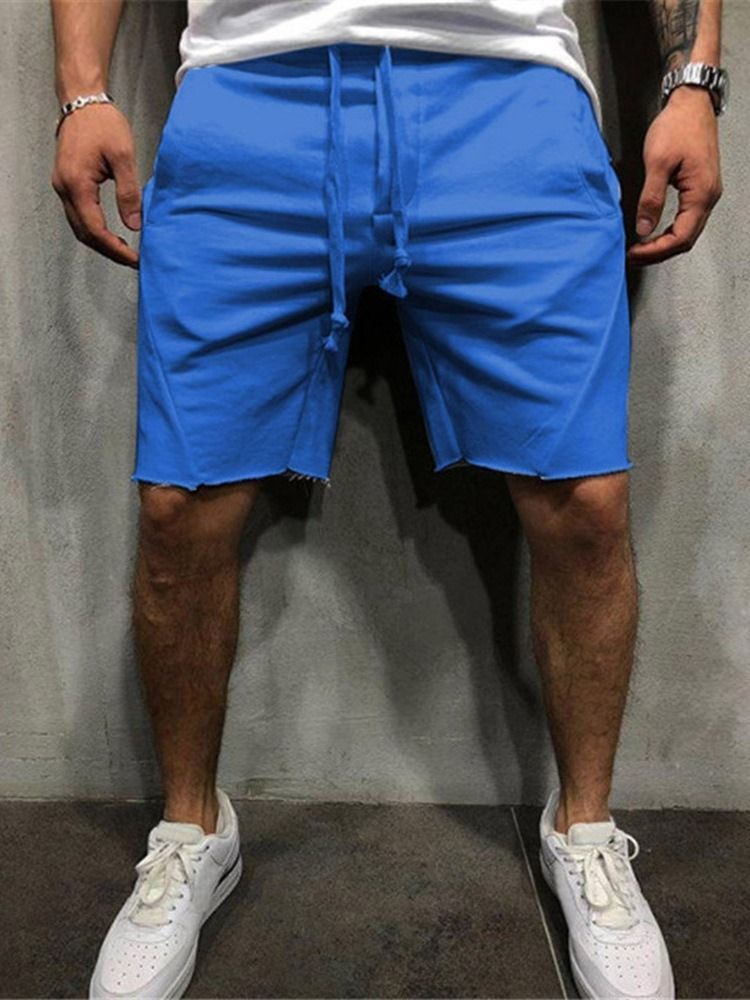 Short Décontracté Uni À Lacets Pour Hommes