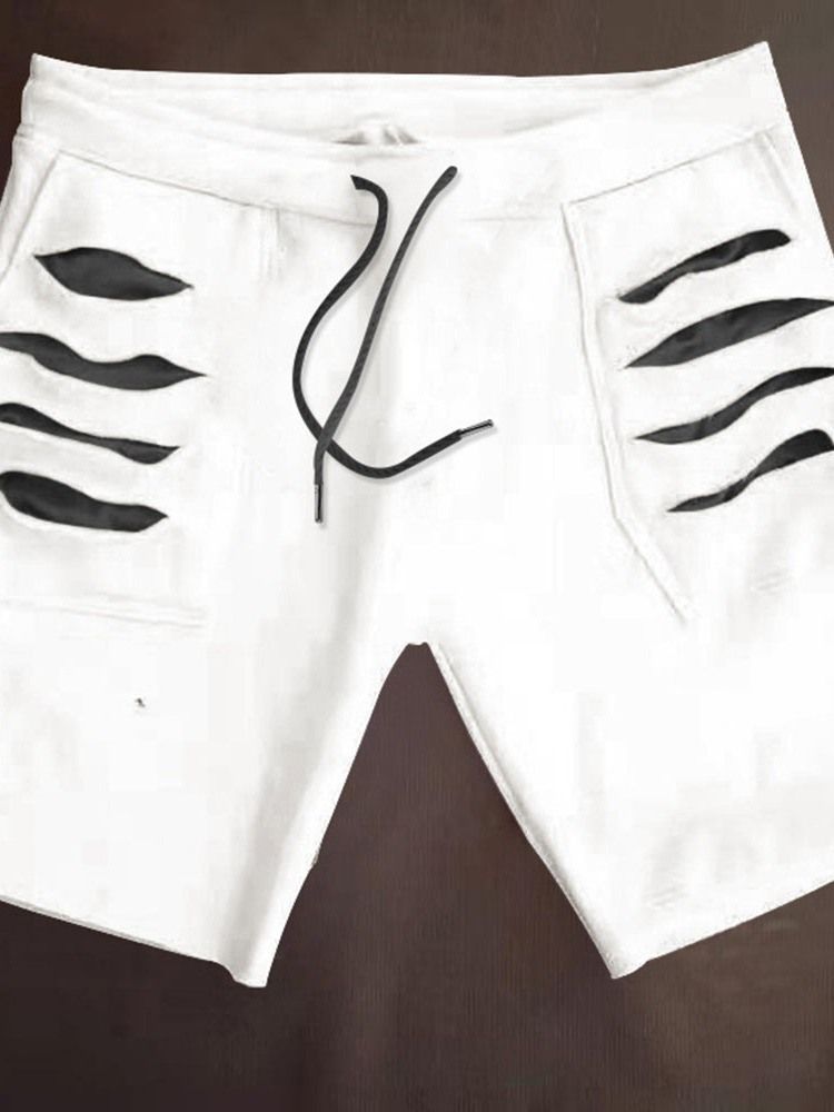 Short Pour Hommes À Lacets Taille Moyenne Et Trou De Couleur