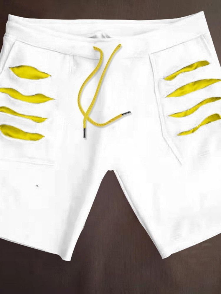 Short Pour Hommes À Lacets Taille Moyenne Et Trou De Couleur
