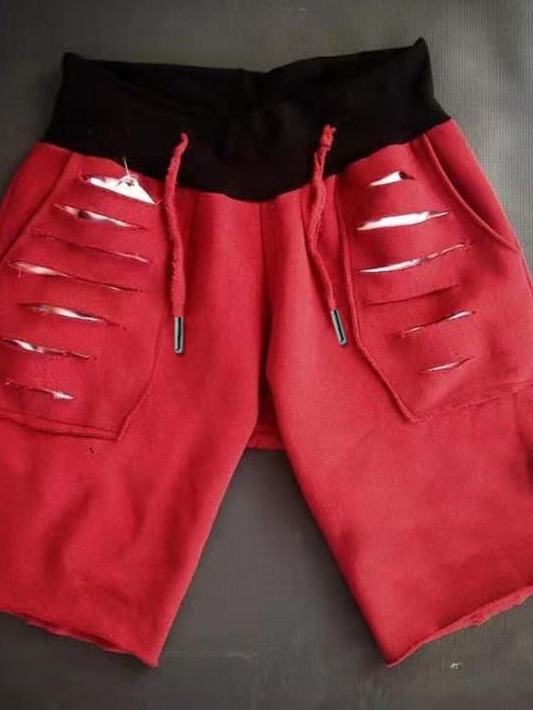 Short Pour Hommes À Lacets Taille Moyenne Et Trou De Couleur