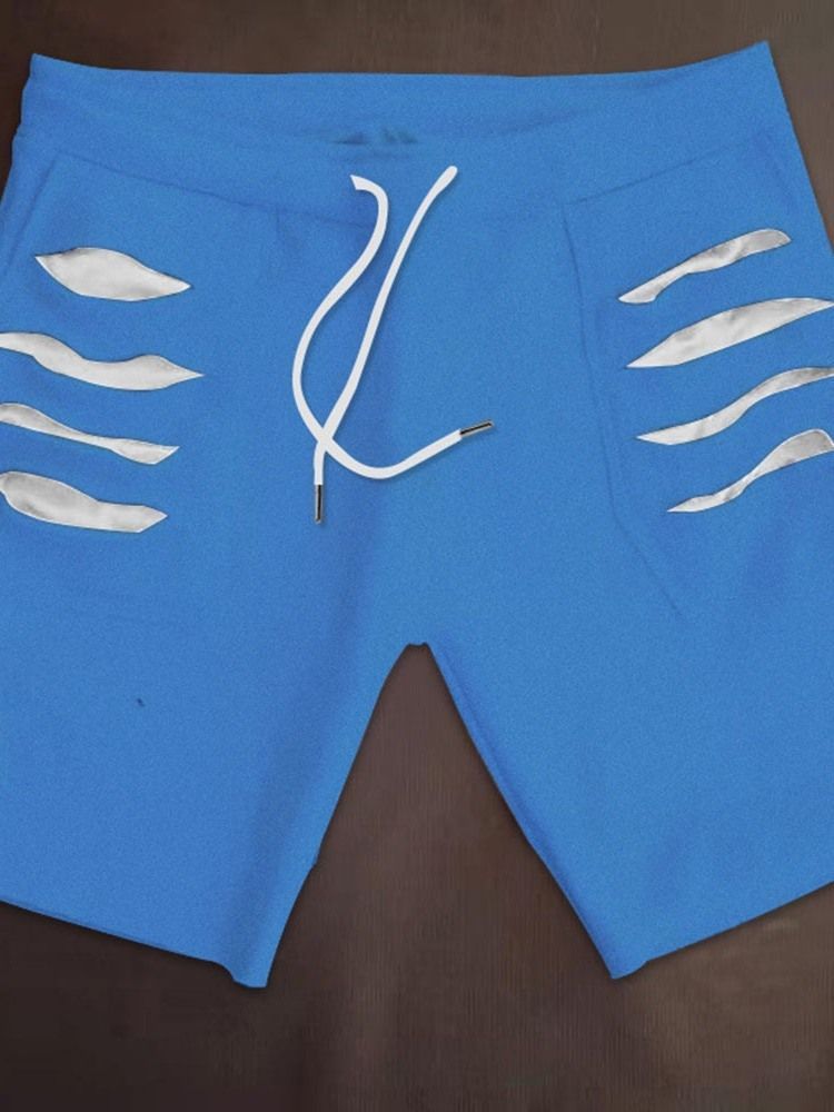 Short Pour Hommes À Lacets Taille Moyenne Et Trou De Couleur