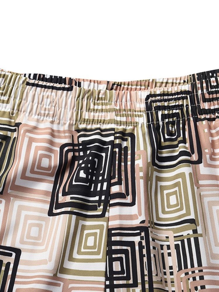 Short De Plage Imprimé Géométrique Pour Hommes