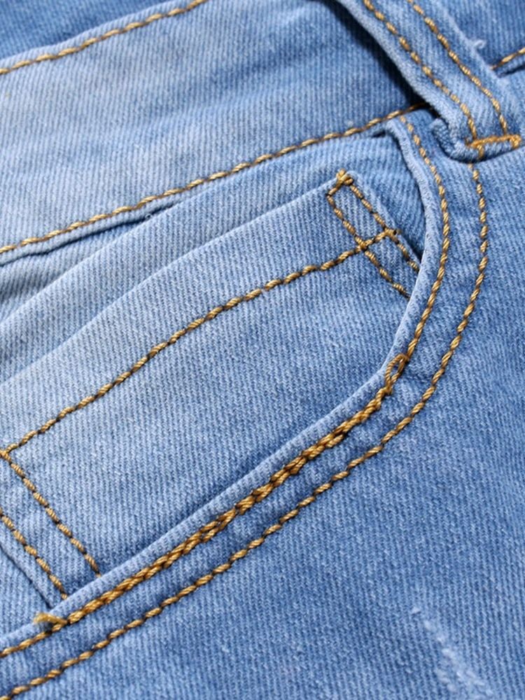 Short Slim Usé À Taille Moyenne Pour Hommes