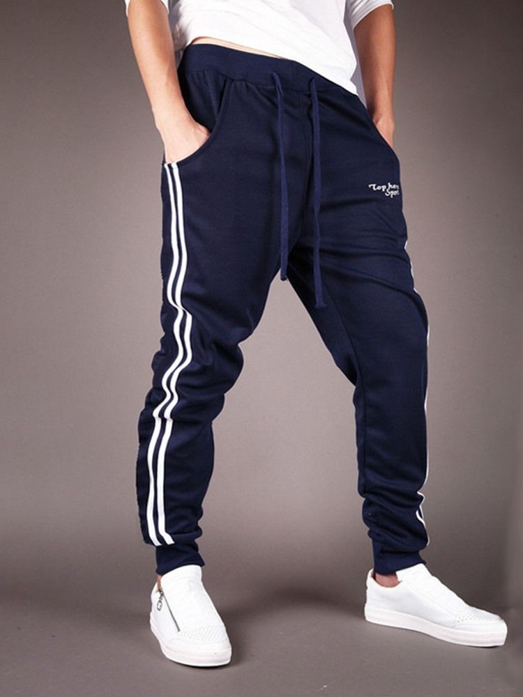 Pantalon Crayon À Blocs De Couleur Patchwork Pantalons Décontractés Pour Hommes De Sport À Lacets